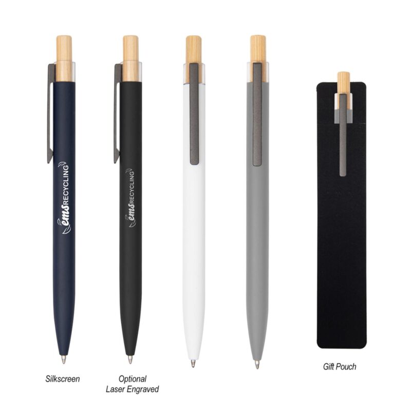 Custom Recycled Aluminum Pen With Bamboo Plunger