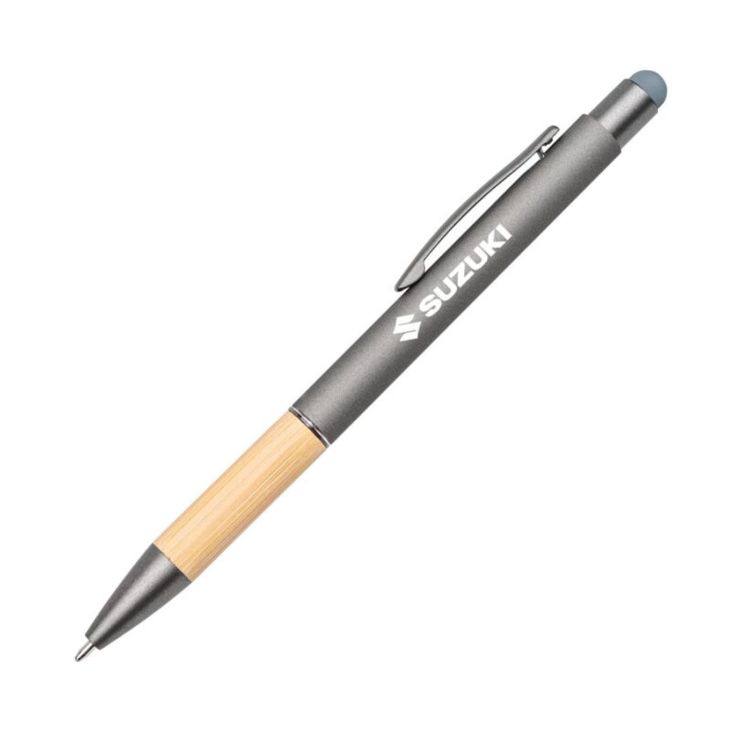 Custom Assias Aluminum Pen w/Bamboo Grip & Blue Refill - 3