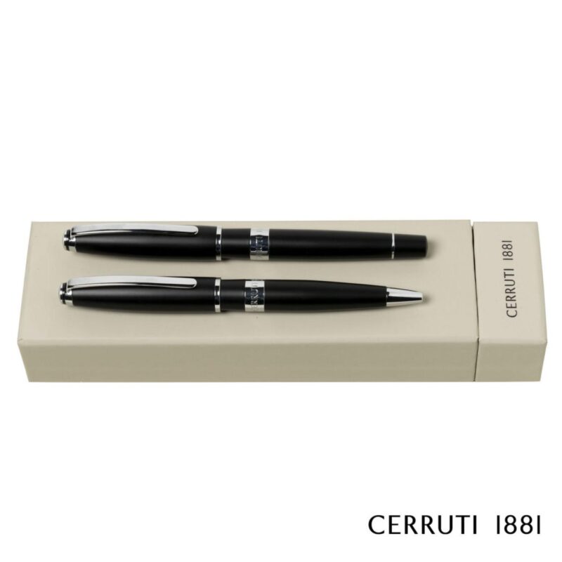 Custom Cerruti 1881® Bicolore Ballpoint & Rollerball Pen Gift Set - 1
