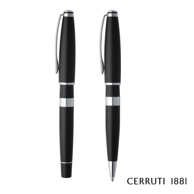 Custom Cerruti 1881® Bicolore Ballpoint & Rollerball Pen Gift Set - 3