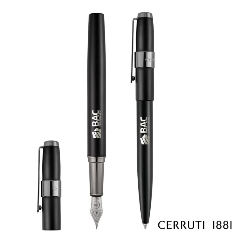 Custom Cerruti 1881® Block Ballpoint Pen & Fountain Pen Gift Set - 2