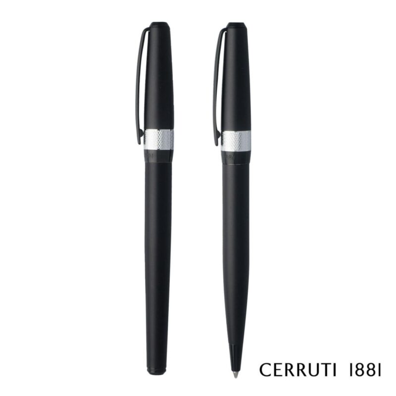 Custom Cerruti 1881® Canal Ballpoint Pen & Rollerball Pen Gift Set - 3