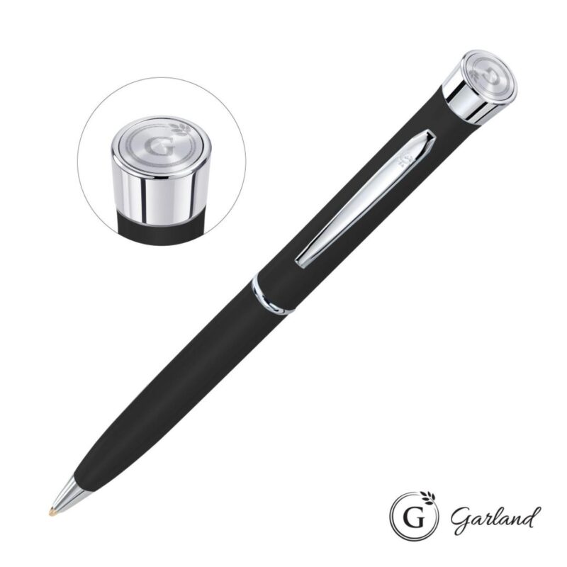 Custom Garland® Color Matte Emblem Twist Ballpoint Pen - Chrome - 8