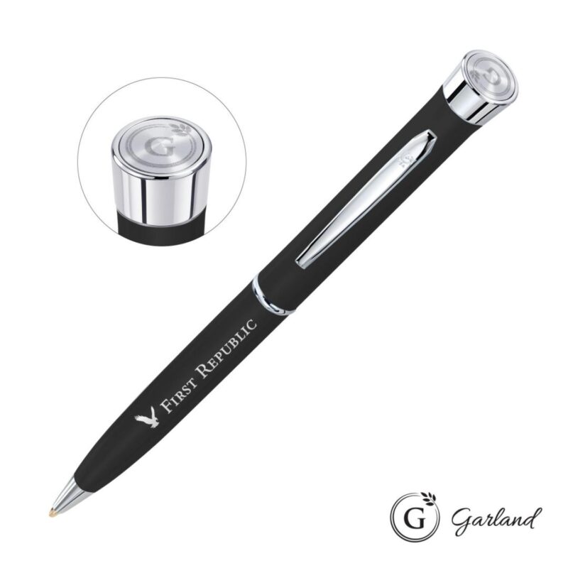 Custom Garland® Color Matte Emblem Twist Ballpoint Pen - Chrome