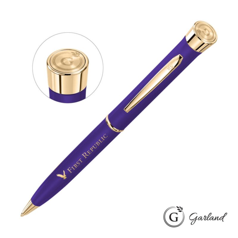 Custom Garland® Color Matte Emblem Twist Ballpoint Pen - Gold - 5
