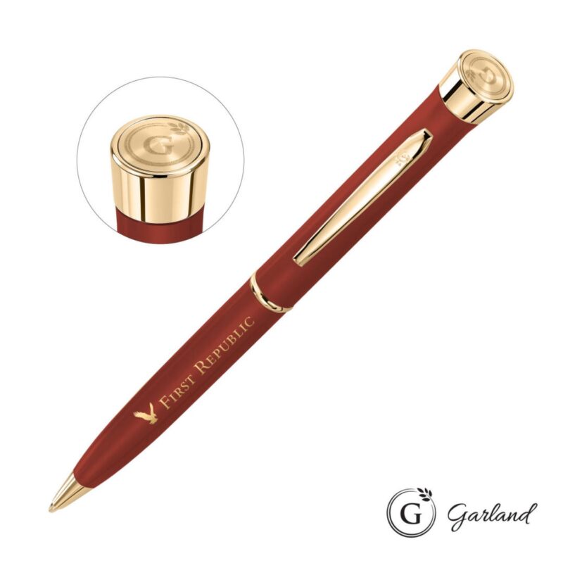 Custom Garland® Color Matte Emblem Twist Ballpoint Pen - Gold - 7