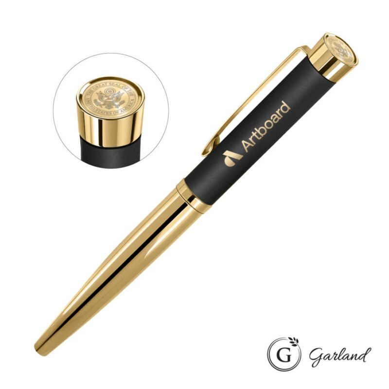 Custom Garland® Executive Cust Emblem Monogram Rollerball Pen-Gold - 2