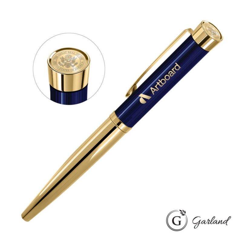 Custom Garland® Executive Cust Emblem Monogram Rollerball Pen-Gold - 3