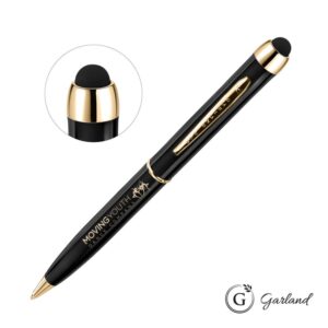Custom Garland® Stylus High Gloss Ballpoint Twist Pen - Gold Accent