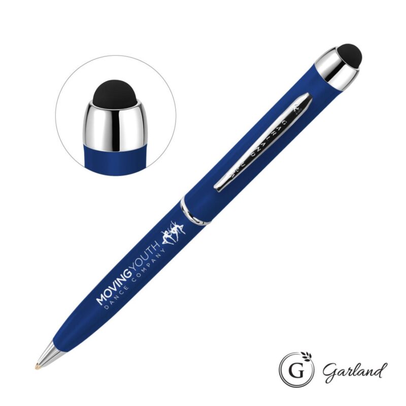 Custom Garland® Stylus Matte Ballpoint Twist Pen - Chrome Accent - 2