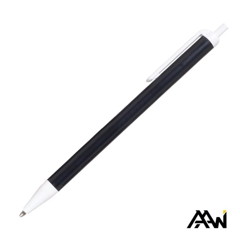 Custom Value Slim Pen w/Glossy Colored Barrel - Matte White Accent - 1