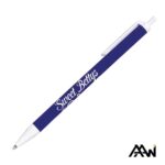 Custom Value Slim Pen w/Glossy Colored Barrel - Matte White Accent - 3