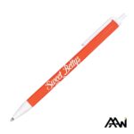 Custom Value Slim Pen w/Glossy Colored Barrel - Matte White Accent - 5