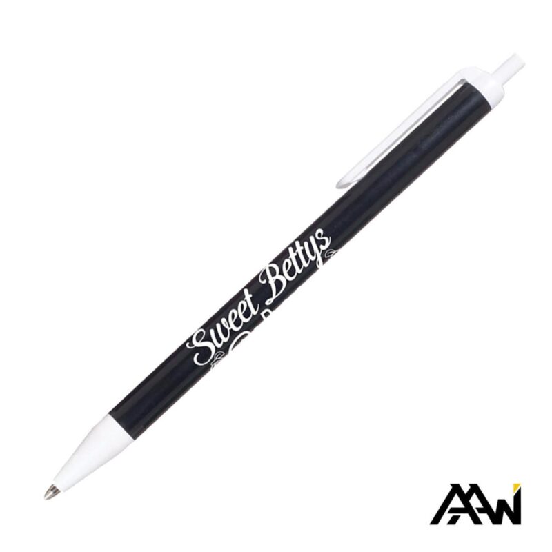 Custom Value Slim Pen w/Glossy Colored Barrel - Matte White Accent