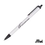 Custom Value Slim Pen w/Glossy White Barrel - Matte Colored Accent