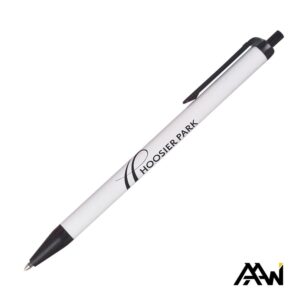 Custom Value Slim Pen w/Glossy White Barrel - Matte Colored Accent
