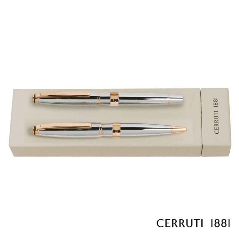 Custom Cerruti 1881® Bicolore Ballpoint Pen & Rollerball Pen Set - 1