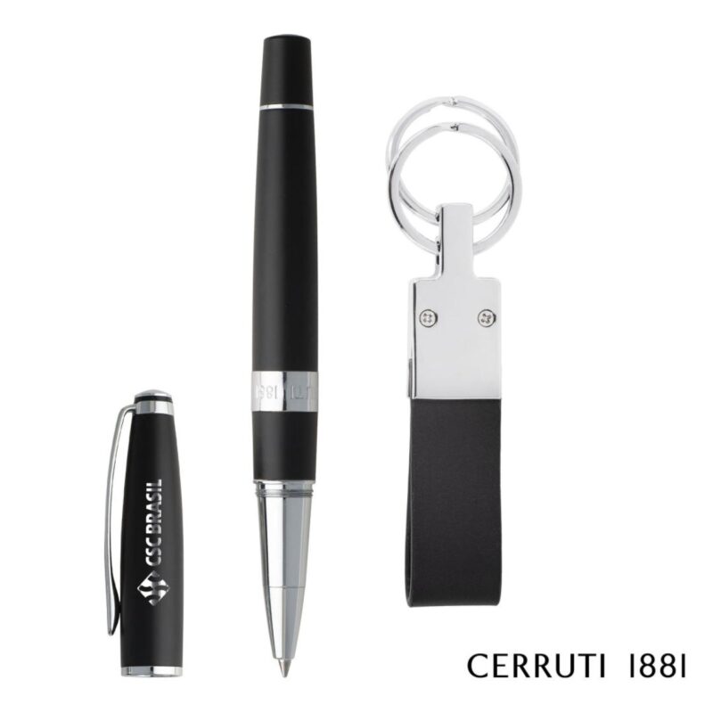 Custom Cerruti 1881® Bicolore Rollerball Pen & Zoon Key Ring Set - 2