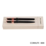 Custom Cerruti 1881® Block Brushed Ballpoint & Rollerball Pen Set - 1