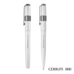 Custom Cerruti 1881® Block Brushed Ballpoint & Rollerball Pen Set - 2