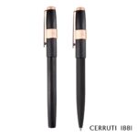 Custom Cerruti 1881® Block Brushed Ballpoint & Rollerball Pen Set - 5