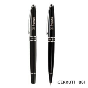 Custom Cerruti 1881® Silver Clip Ballpoint Pen & Rollerball Pen Set