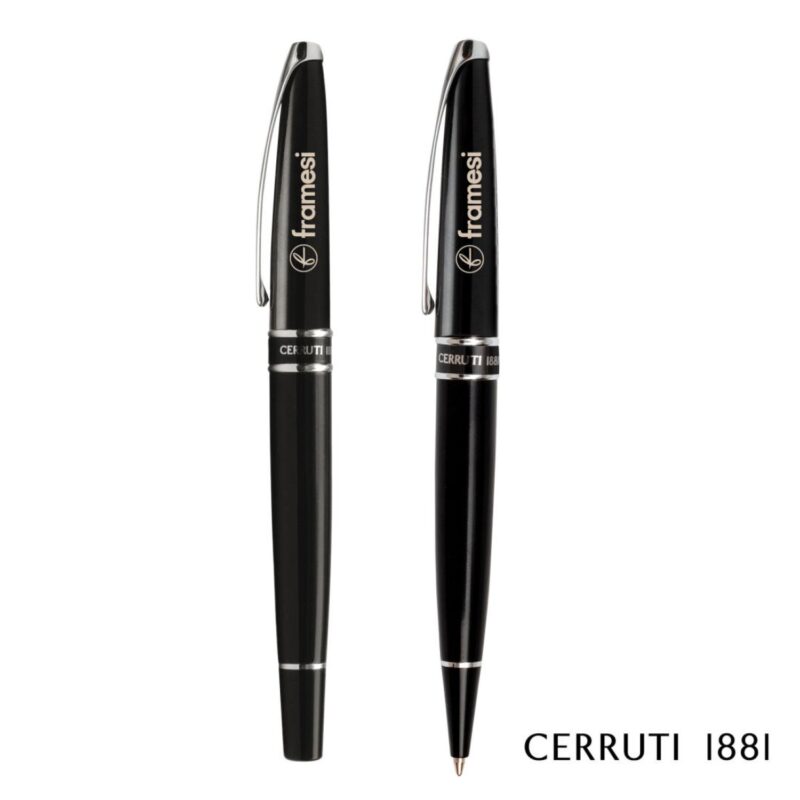 Custom Cerruti 1881® Silver Clip Ballpoint Pen & Rollerball Pen Set
