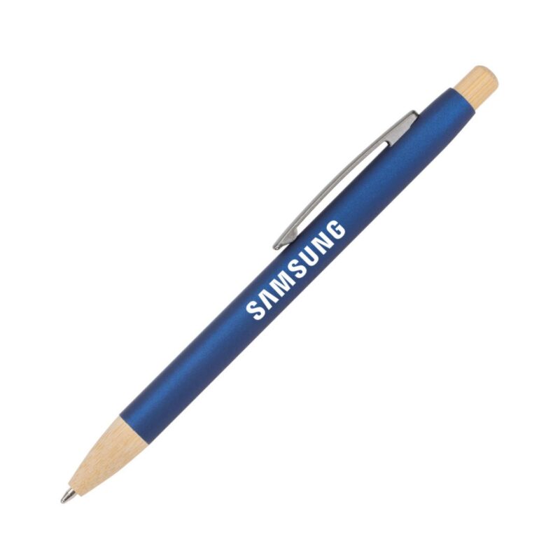 Custom Charon Aluminum Ballpoint Pen w/Bamboo Clicker & Tip - 2