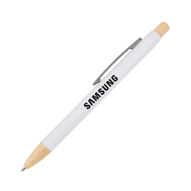 Custom Charon Aluminum Ballpoint Pen w/Bamboo Clicker & Tip - 5
