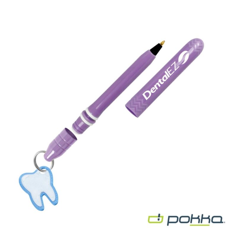 Custom Pokka® Pocket Pen w/Dock & Chrome Keyring & Charm - 7