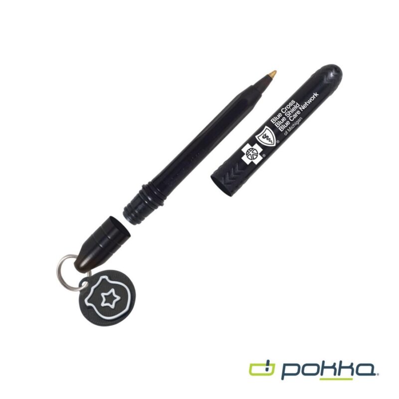 Custom Pokka® Pocket Pen w/Dock & Chrome Keyring & Charm