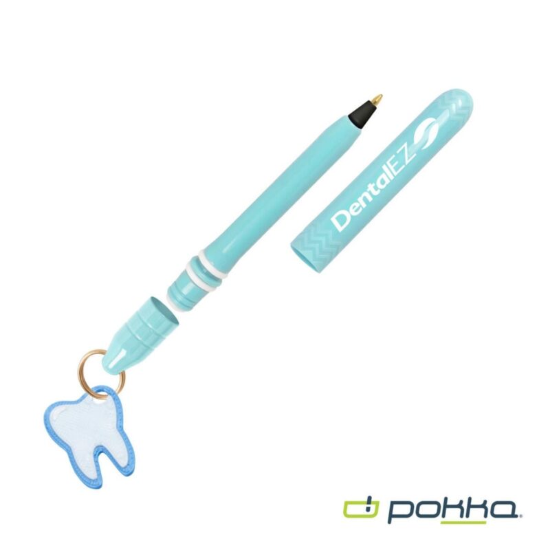 Custom Pokka® Pocket Pen w/Dock & Gold Keyring & Charm - 5