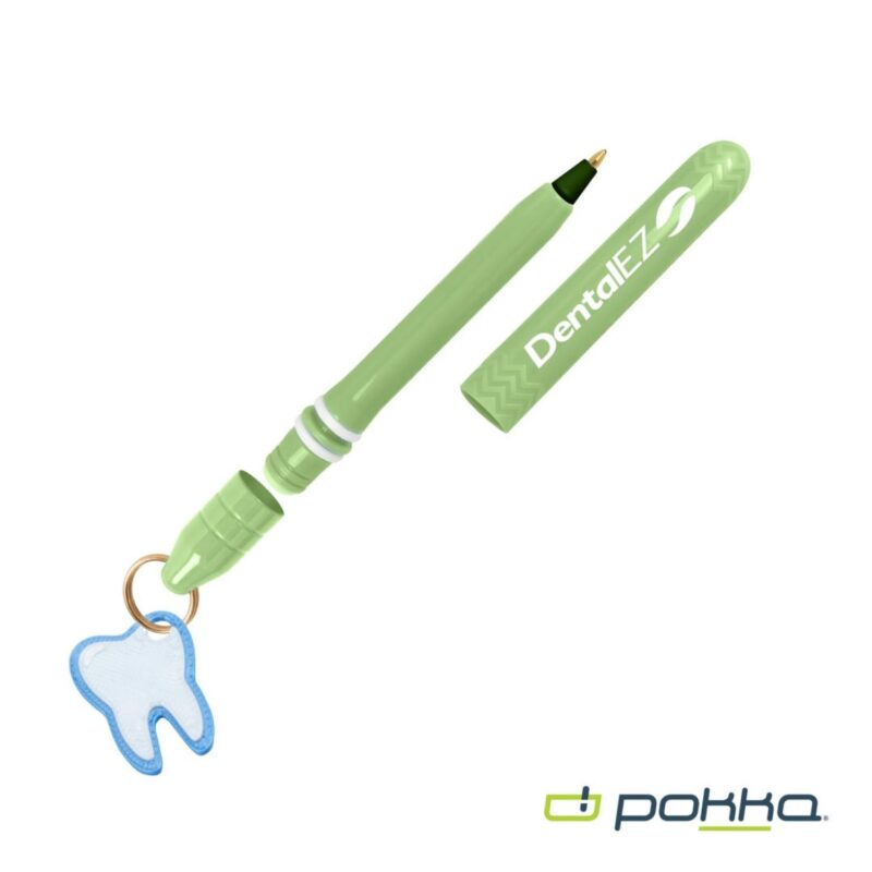 Custom Pokka® Pocket Pen w/Dock & Gold Keyring & Charm - 6