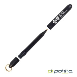 Custom Pokka® Pocket Pen w/Dock & Gold Keyring & in Tin Box