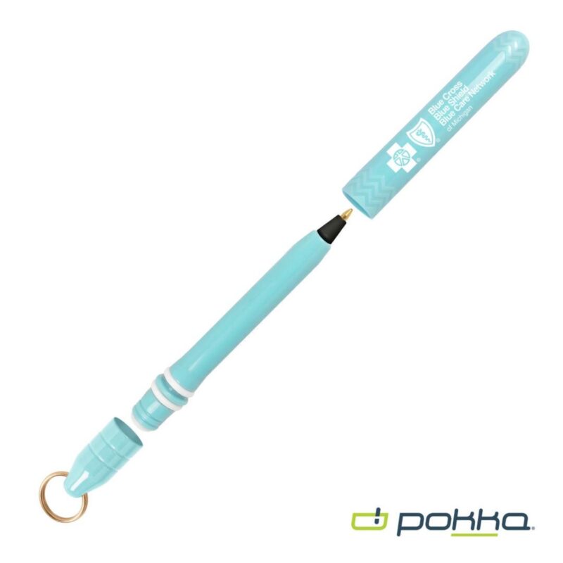 Custom Pokka® Pocket Pen w/Dock & Gold Keyring & in Tin Box - 5
