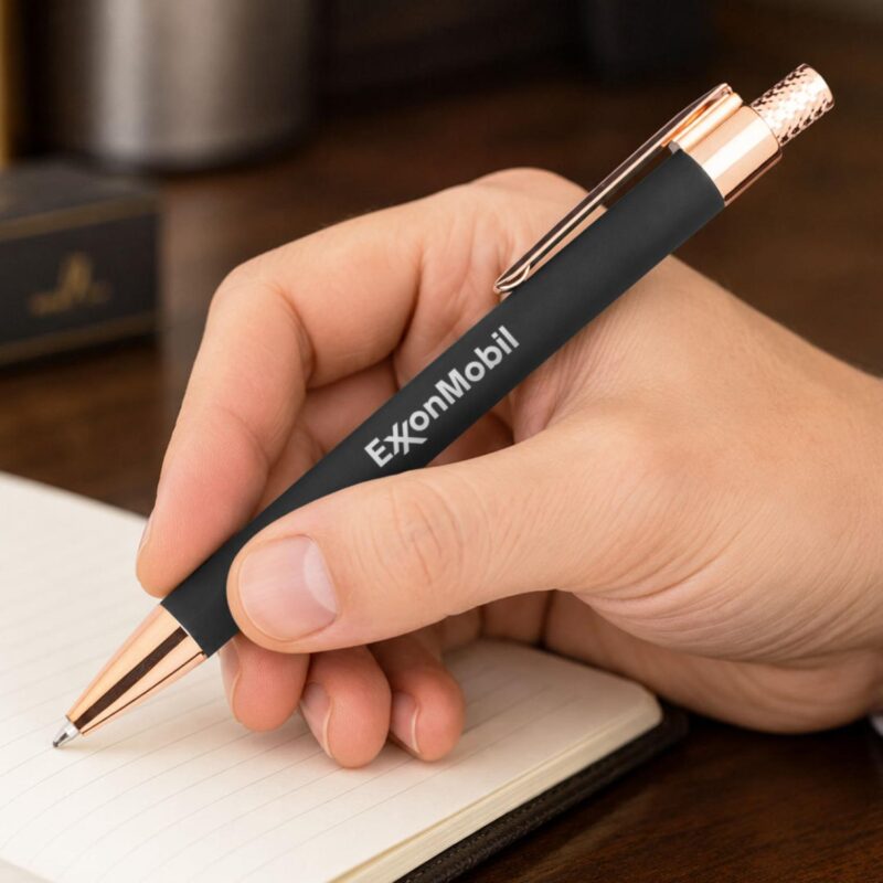 Custom Avison Clicker Ballpoint Pen w/Rose Gold Accents - 6