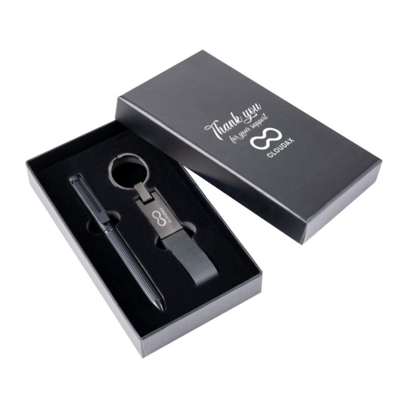 Custom Blamont Twist Ballpoint Pen & Key Ring Gift Set - 1