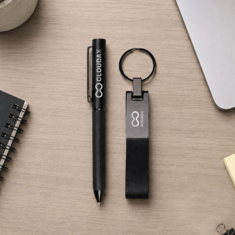 Custom Blamont Twist Ballpoint Pen & Key Ring Gift Set - 3