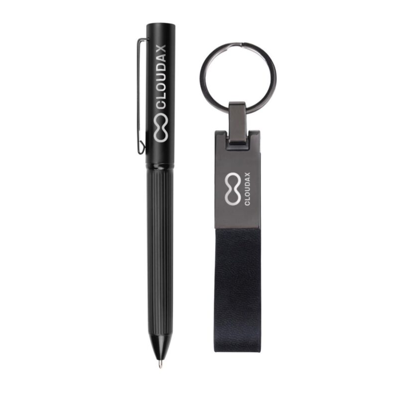 Custom Blamont Twist Ballpoint Pen & Key Ring Gift Set