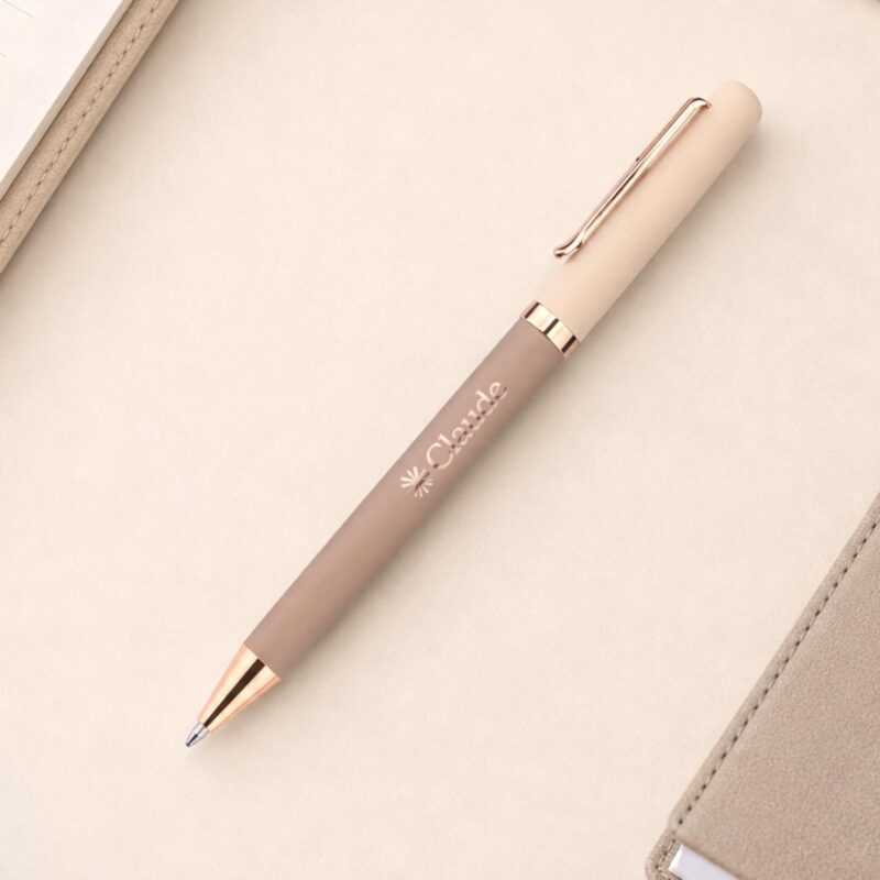 Custom Goldfinch Dual Toned Ballpoint Pen w/Rose Gold Accents - 6