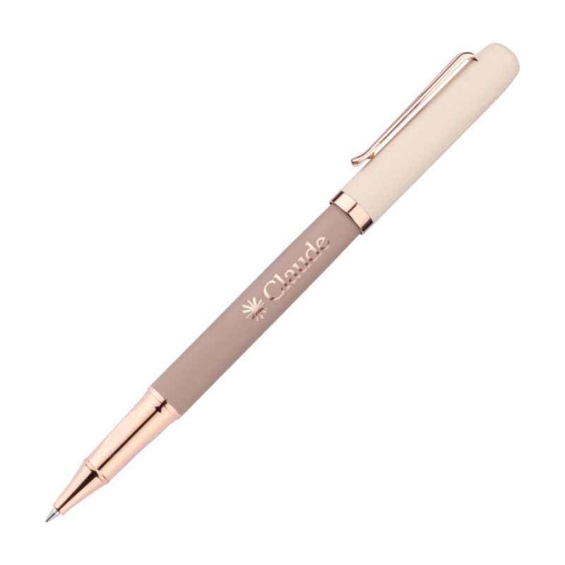 Custom Goldfinch Dual Toned Rollerball Pen w/Rose Accents - 2