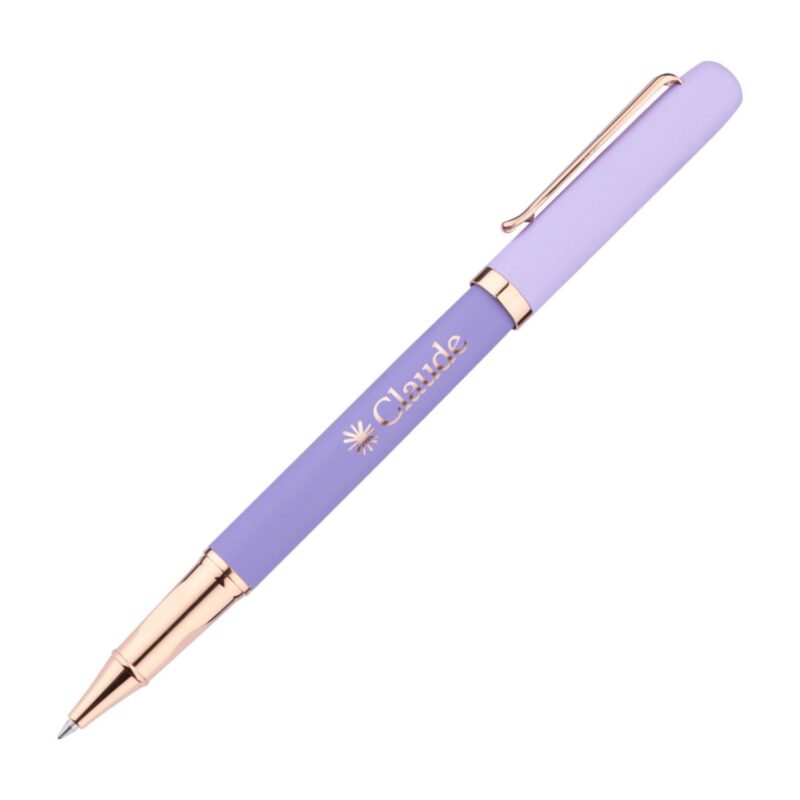 Custom Goldfinch Dual Toned Rollerball Pen w/Rose Accents - 4