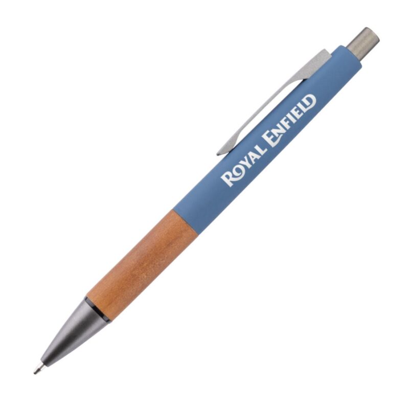 Custom Hertel Rubberized Clicker Ballpoint Pen w/Wood Grip - 2