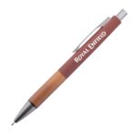 Custom Hertel Rubberized Clicker Ballpoint Pen w/Wood Grip - 3