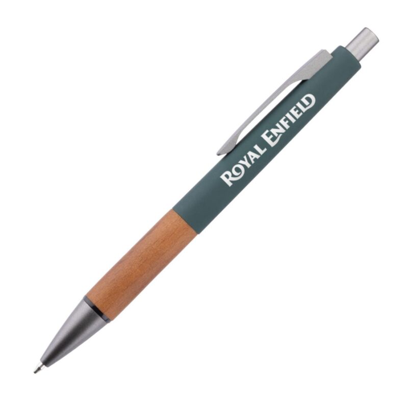 Custom Hertel Rubberized Clicker Ballpoint Pen w/Wood Grip - 4