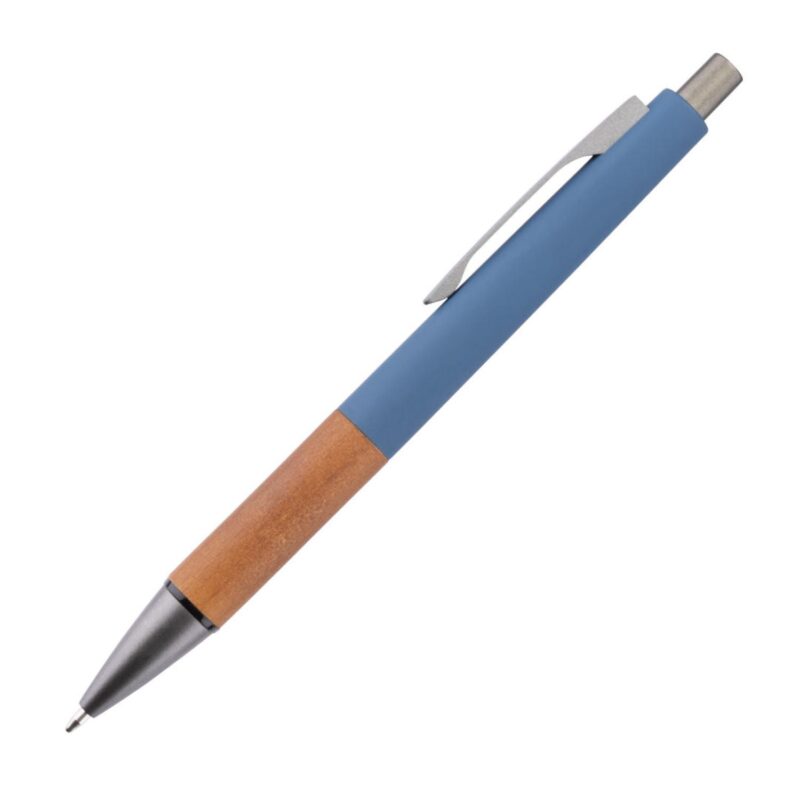 Custom Hertel Rubberized Clicker Ballpoint Pen w/Wood Grip - 8